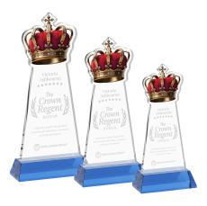 Crown Award on Hartford Base - Sky Blue - Colored Glass Awards