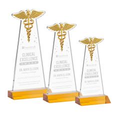 Caduceus Award - Amber - Colored Glass Awards