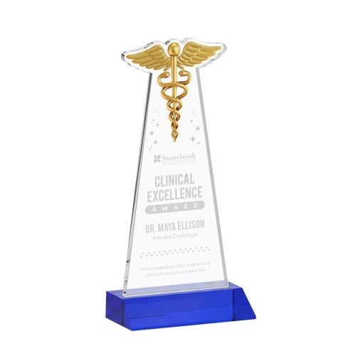 Recognition Awards - Crystal Awards - Caduceus Award - Blue