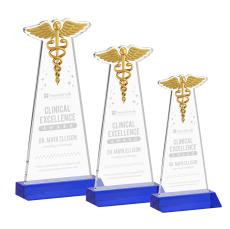 Caduceus Award - Blue - Colored Glass Awards
