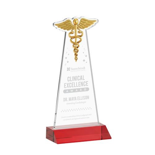 Recognition Awards - Crystal Awards - Caduceus Award - Red