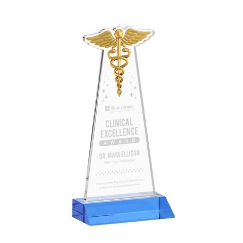 Recognition Awards - Crystal Awards - Caduceus Award - Sky Blue