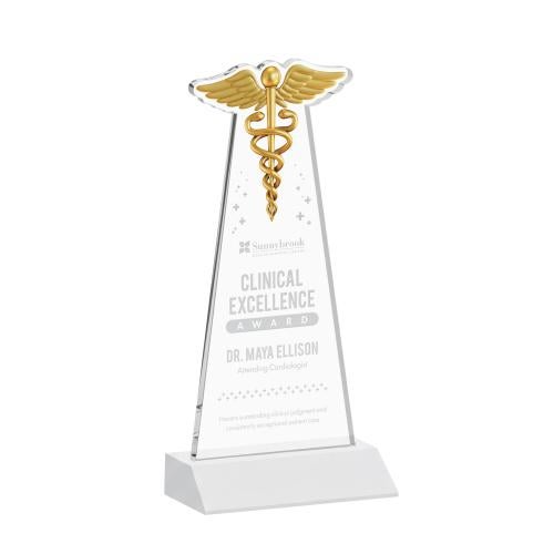 Recognition Awards - Crystal Awards - Caduceus Award - White