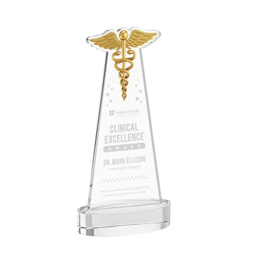 Recognition Awards - Crystal Awards - Caduceus Award on Alberton Base - Clear