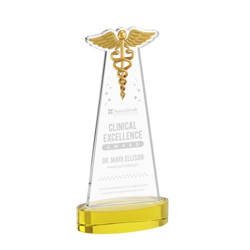 Recognition Awards - Crystal Awards - Caduceus Award on Alberton Base - Gold