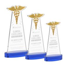 Caduceus Award on Alberton Base - Blue - Colored Glass Awards
