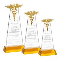 Caduceus Award on Hartford Base - Amber - Colored Crystal Awards