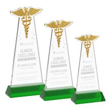Caduceus Award on Hartford Base - Green - Recognition Awards