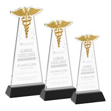 Caduceus Award on Hartford Base - Black - Colored Crystal Awards