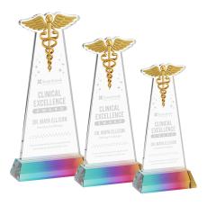 Caduceus Award on Hartford Base - Prismatic - Prism Crystal Awards
