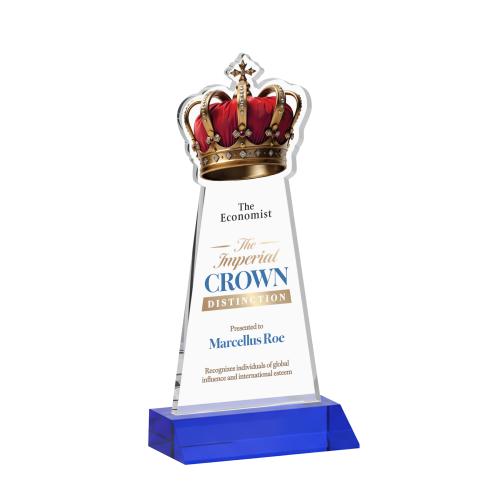 Recognition Awards - Crystal Awards - Crown VividPrint&trade; Award - Blue