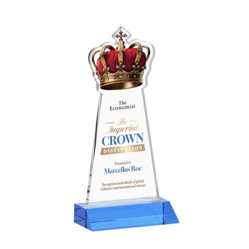 Recognition Awards - Crystal Awards - Crown VividPrint&trade; Award - Sky Blue