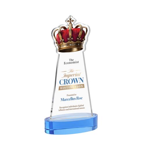 Recognition Awards - Crystal Awards - Crown VividPrint&trade; Award on Alberton Base - Sky Blue
