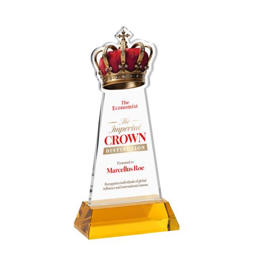 Recognition Awards - Crystal Awards - Crown VividPrint&trade; Award on Hartford Base - Amber