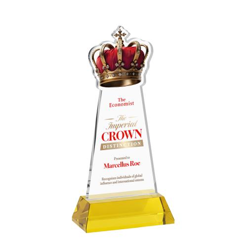 Recognition Awards - Crystal Awards - Crown VividPrint&trade; Award on Hartford Base - Gold