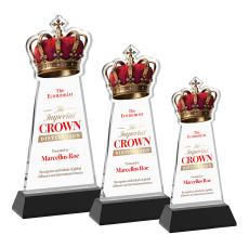 Crown VividPrint Award on Hartford Base - Black - Colored Crystal Awards