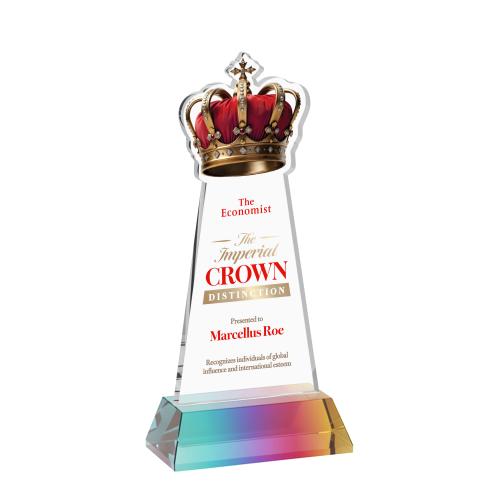 Recognition Awards - Crystal Awards - Crown VividPrint&trade; Award on Hartford Base - Prismatic