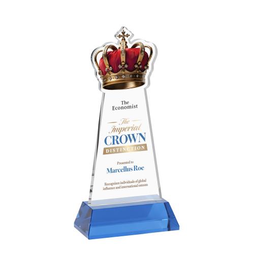 Recognition Awards - Crystal Awards - Crown VividPrint&trade; Award on Hartford Base - Sky Blue