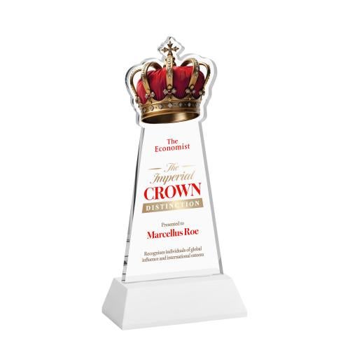 Recognition Awards - Crystal Awards - Crown VividPrint&trade; Award on Hartford Base - White