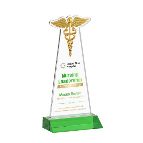 Recognition Awards - Crystal Awards - Caduceus VividPrint&trade; Award - Green