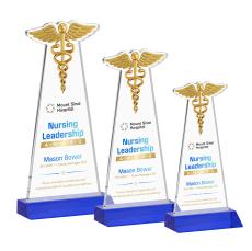Caduceus VividPrint Award - Blue - Colored Glass Awards