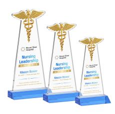 Caduceus VividPrint Award - Sky Blue - Colored Glass Awards