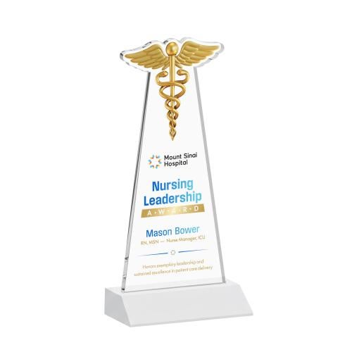 Recognition Awards - Crystal Awards - Caduceus VividPrint&trade; Award - White