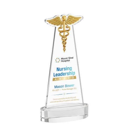Recognition Awards - Crystal Awards - Caduceus VividPrint&trade; Award on Alberton Base - Clear