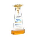 Caduceus VividPrint&trade; Award on Alberton Base - Amber