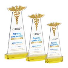 Caduceus VividPrint Award on Alberton Base - Gold - Crystal Awards