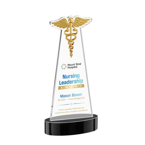 Recognition Awards - Crystal Awards - Caduceus VividPrint&trade; Award on Alberton Base - Black