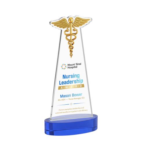 Recognition Awards - Crystal Awards - Caduceus VividPrint&trade; Award on Alberton Base - Blue