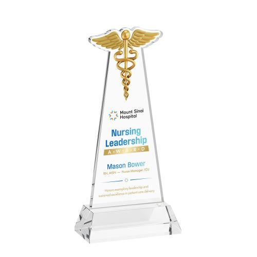 Recognition Awards - Crystal Awards - Caduceus VividPrint&trade; Award on Hartford Base - Clear