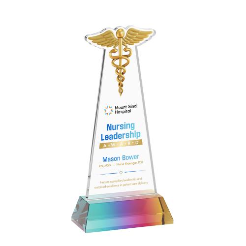 Recognition Awards - Crystal Awards - Caduceus VividPrint&trade; Award on Hartford Base - Prismatic