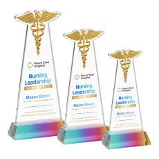 Caduceus VividPrint Award on Hartford Base - Prismatic - Prism Crystal Awards