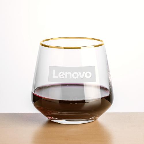 Corporate Gifts - Barware - Wine & Champagne - Wine Glasses - Tucson Gold Rim Stemless Wine - Deep Etch