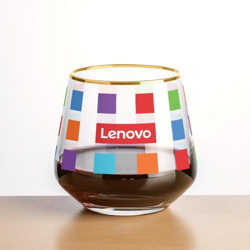 Corporate Gifts - Barware - Wine & Champagne - Wine Glasses - Tucson Gold Rim Stemless Wine - VividPrint&trade;