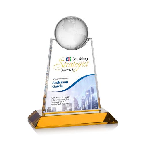 Recognition Awards - Crystal Awards - Netherford Globe VividPrint&trade; Award - Amber