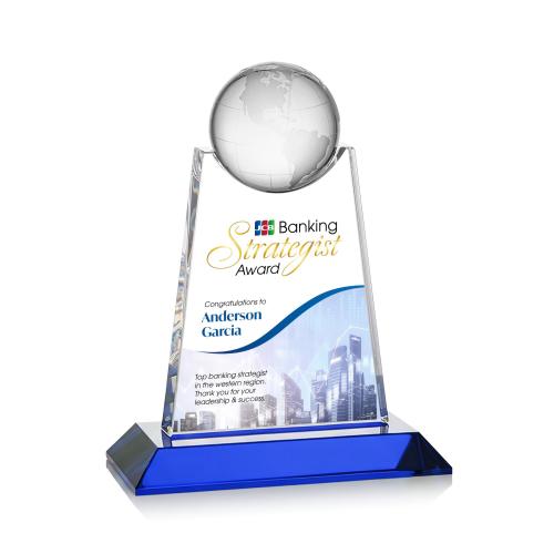 Recognition Awards - Crystal Awards - Netherford Globe VividPrint&trade; Award - Blue