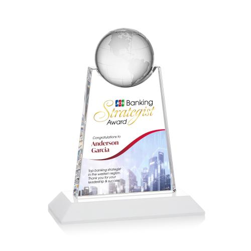 Recognition Awards - Crystal Awards - Netherford Globe VividPrint&trade; Award - White
