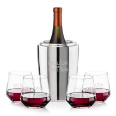 Pescara Wine Cooler & Tucson Stemless Wine Set - Barware Gift Sets
