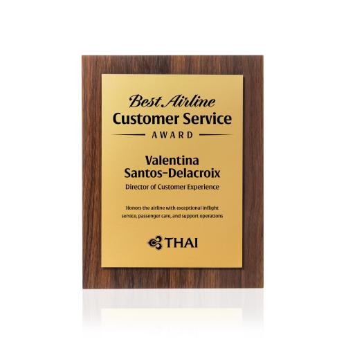 Plaque Awards - Retirement Plaques - Millsboro Plaque - Walnut Finish/Gold