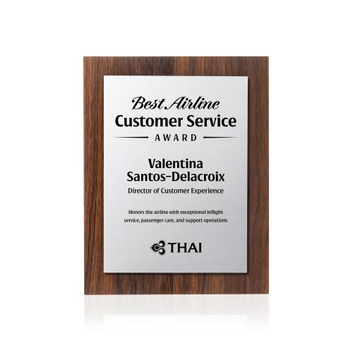 Plaque Awards - Retirement Plaques - Millsboro Plaque - Walnut Finish/Silver