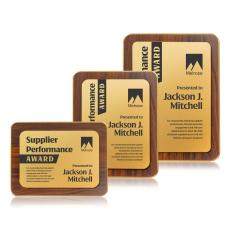 Reston Plaque - Walnut Finish/Gold - Retirement Plaques