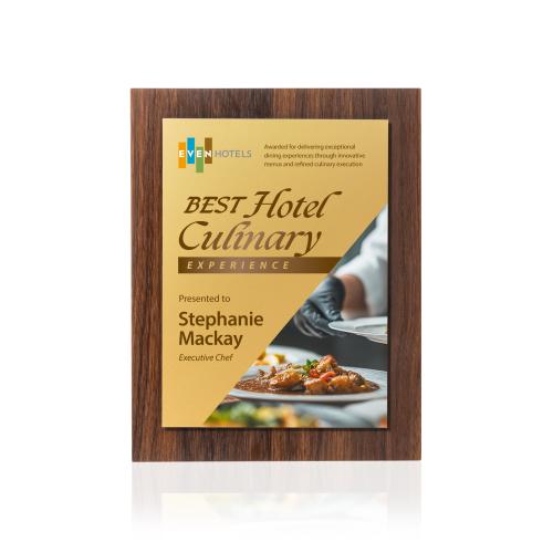 Plaque Awards - Retirement Plaques - Millsboro VividPrint&trade; Plaque - Walnut Finish/Gold