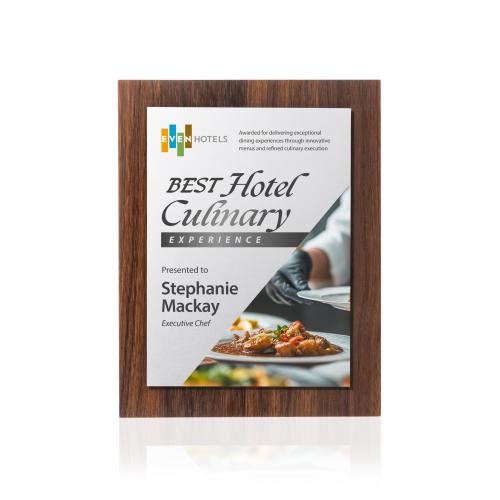 Plaque Awards - Retirement Plaques - Millsboro VividPrint&trade; Plaque - Walnut Finish/Silver