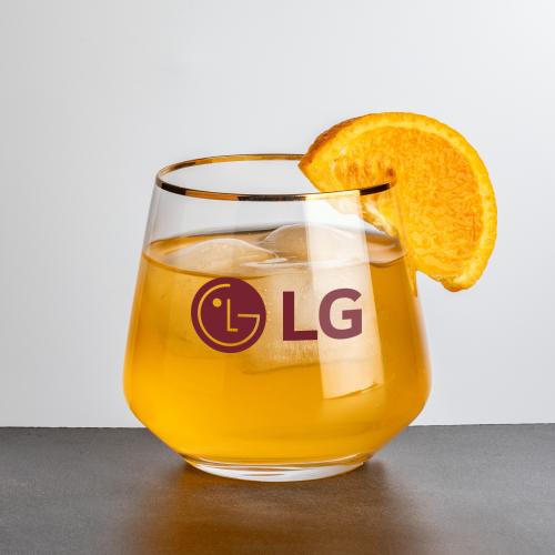 Corporate Gifts - Barware - On the Rocks Tumblers & Glasses - Tucson OTR/DOF Gold Rim - Imprinted