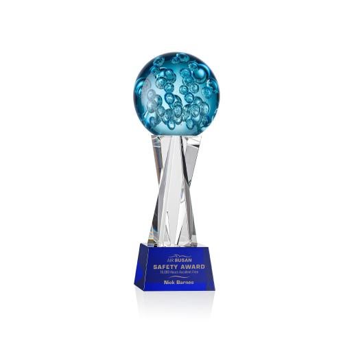 Recognition Awards - Glass Awards - Art Glass Awards - Addison Award on Grafton Base - Blue