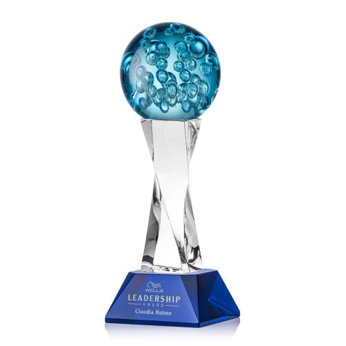 Recognition Awards - Glass Awards - Art Glass Awards - Addison Award on Langport Base - Blue
