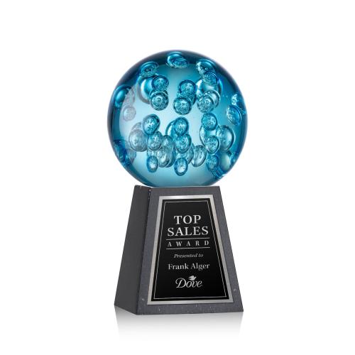 Recognition Awards - Glass Awards - Art Glass Awards - Addison Award on Tall Marble Base